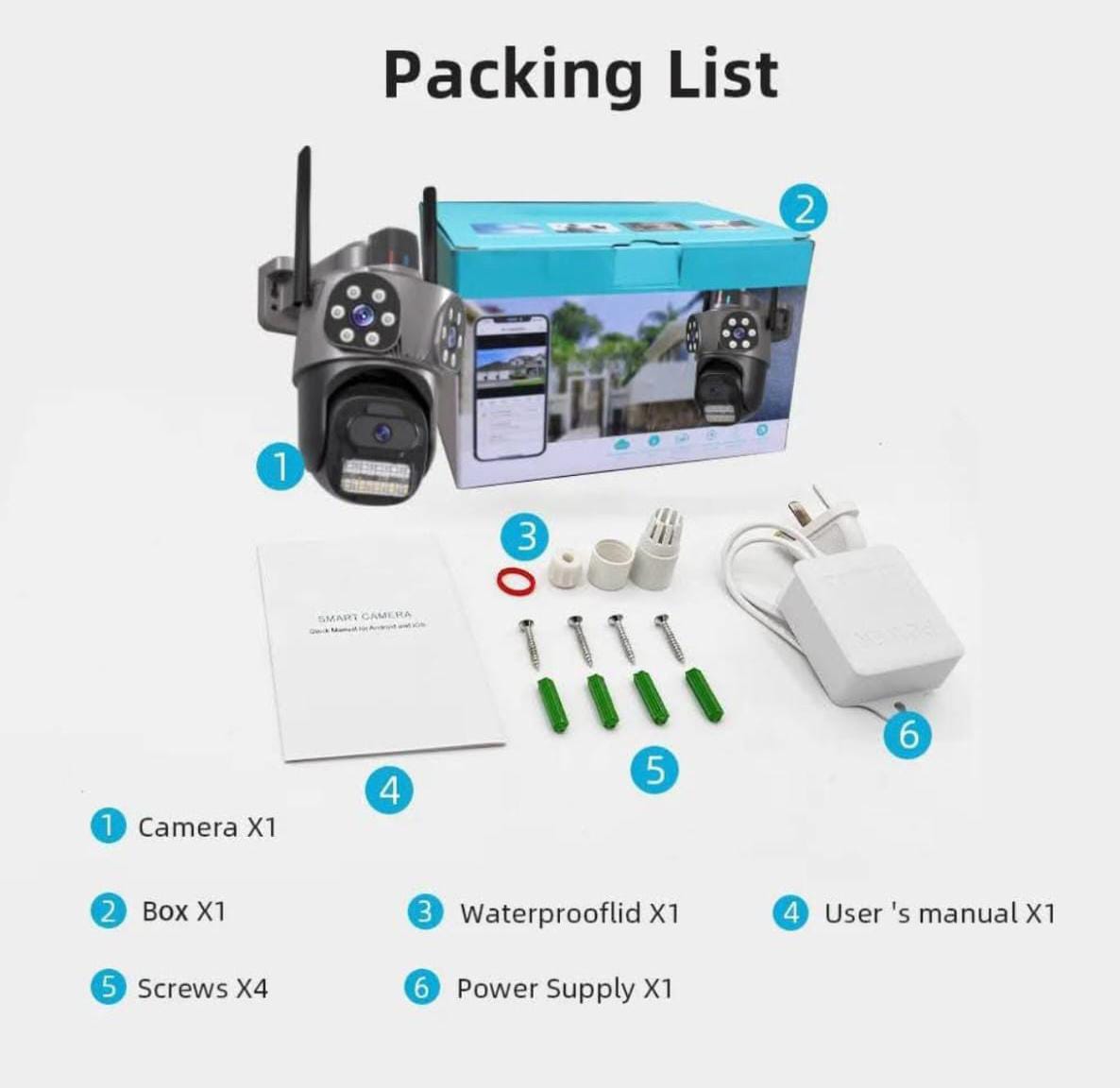 Cámara de Seguridad Tres Lentes 9MP WIFI 360° PTZ IP Visión Nocturna Seguimiento IA ICSEE ICSEE