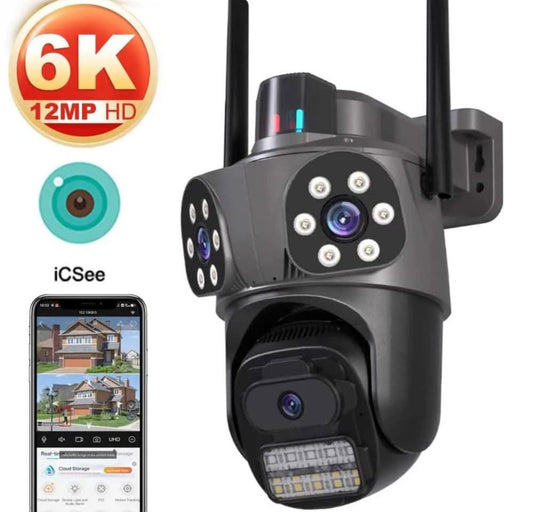 Cámara de Seguridad Tres Lentes 9MP WIFI 360° PTZ IP Visión Nocturna Seguimiento IA ICSEE ICSEE